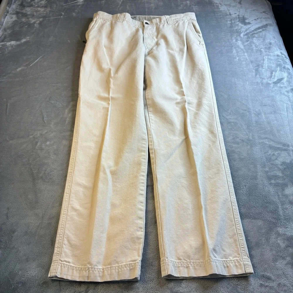 Columbia Mens Tan Khaki Cotton Canvas Utility Carpenter Pants 36x32 Straight Leg
